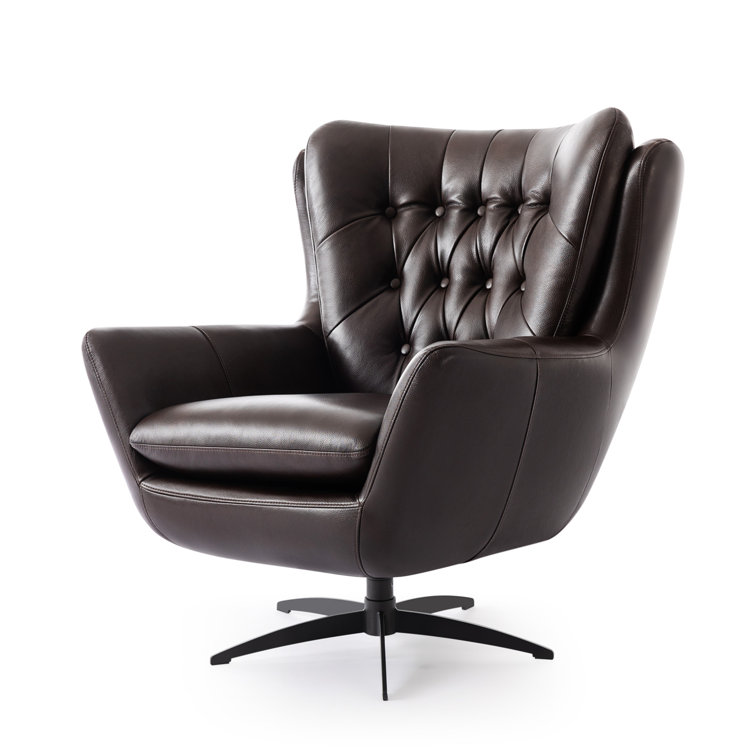 Wells leather swivel online desk chair